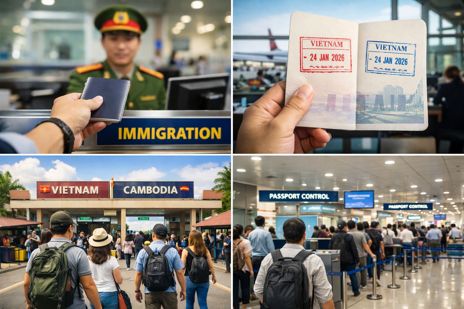 Traveler at Vietnam immigration passport control