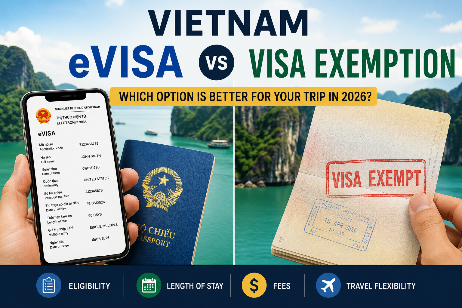 Vietnam eVisa vs Visa Exemption comparison guide for international travelers visiting Vietnam in 2026