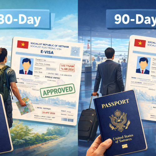 Comparison between 30-day and 90-day Vietnam eVisa options for international travelers holding a passport