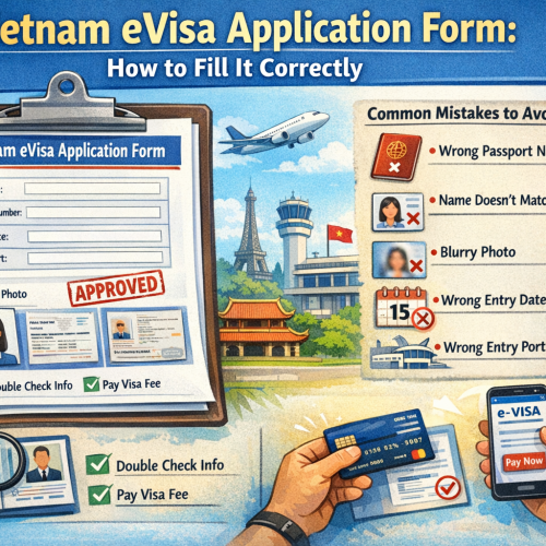 Vietnam eVisa application form guide showing how to fill passport details, upload photo, select entry port and avoid common mistakes